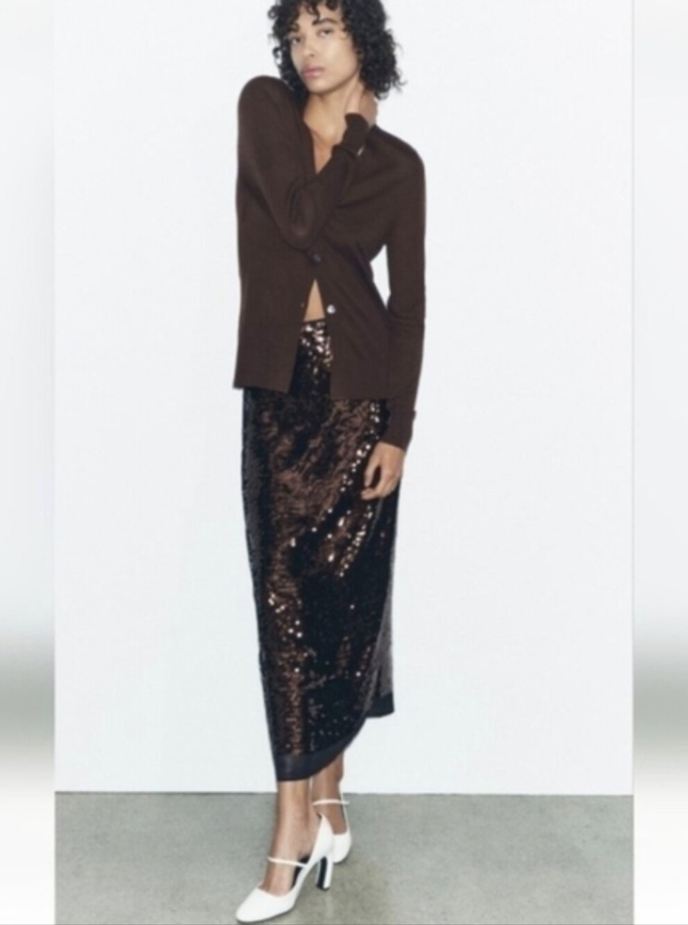 ZARA SEQUIN MIDI SKIRT